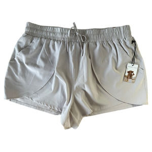 SINCERELY JULES Women's Active Shorts w/ Pockets & Liner Size XL Beige
